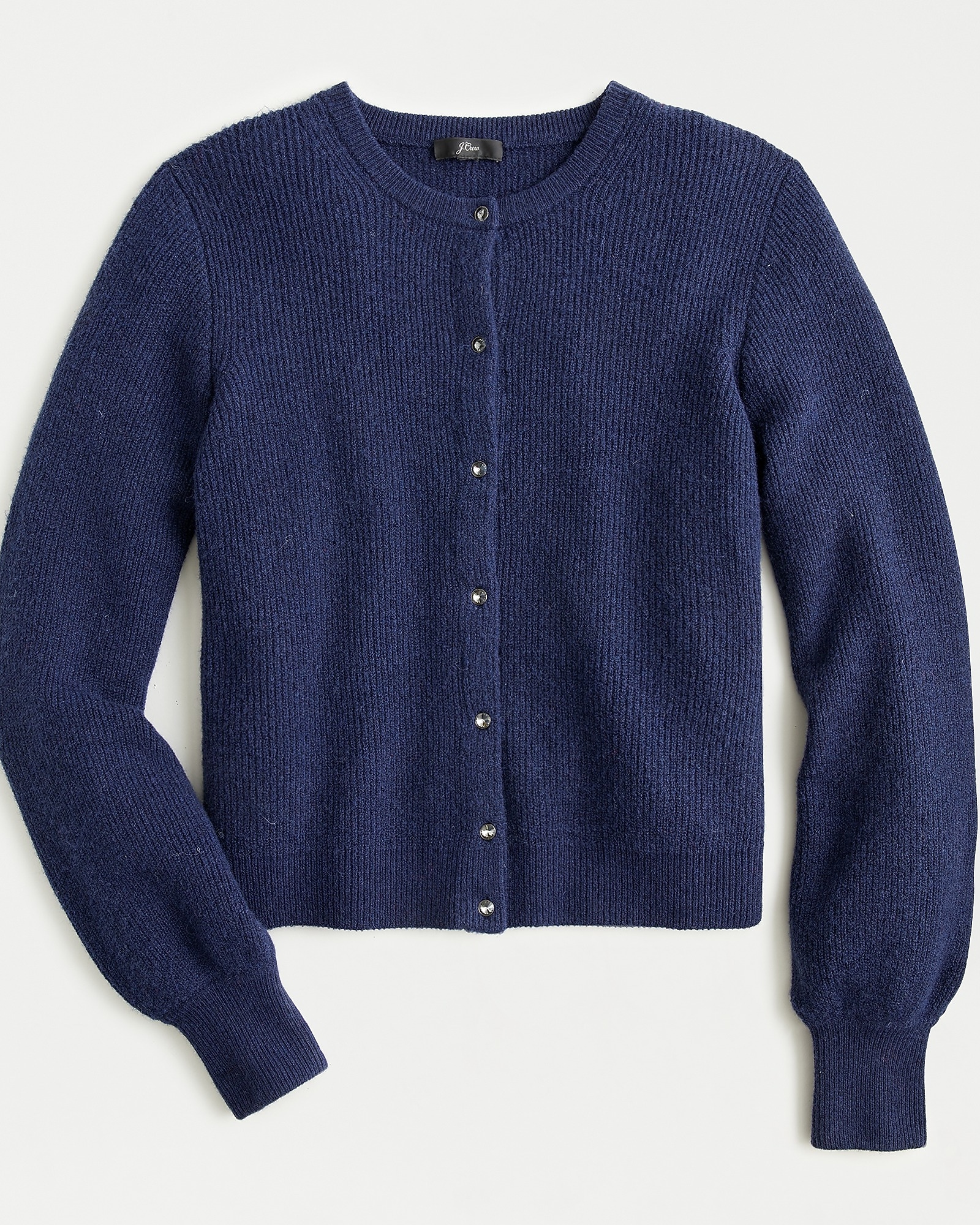 Ribbed Cardigan With Jeweled Buttons In Supersoft Yarn For Women