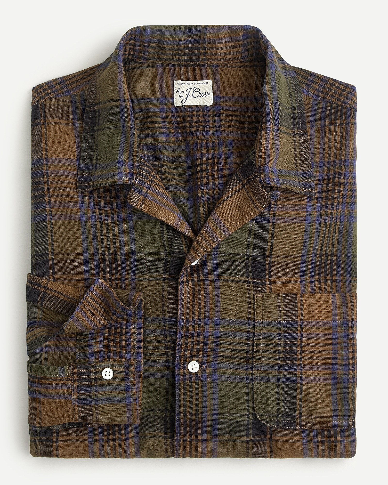 Rustic Cotton Camp-collar Shirt In Plaid For Men | J.Crew