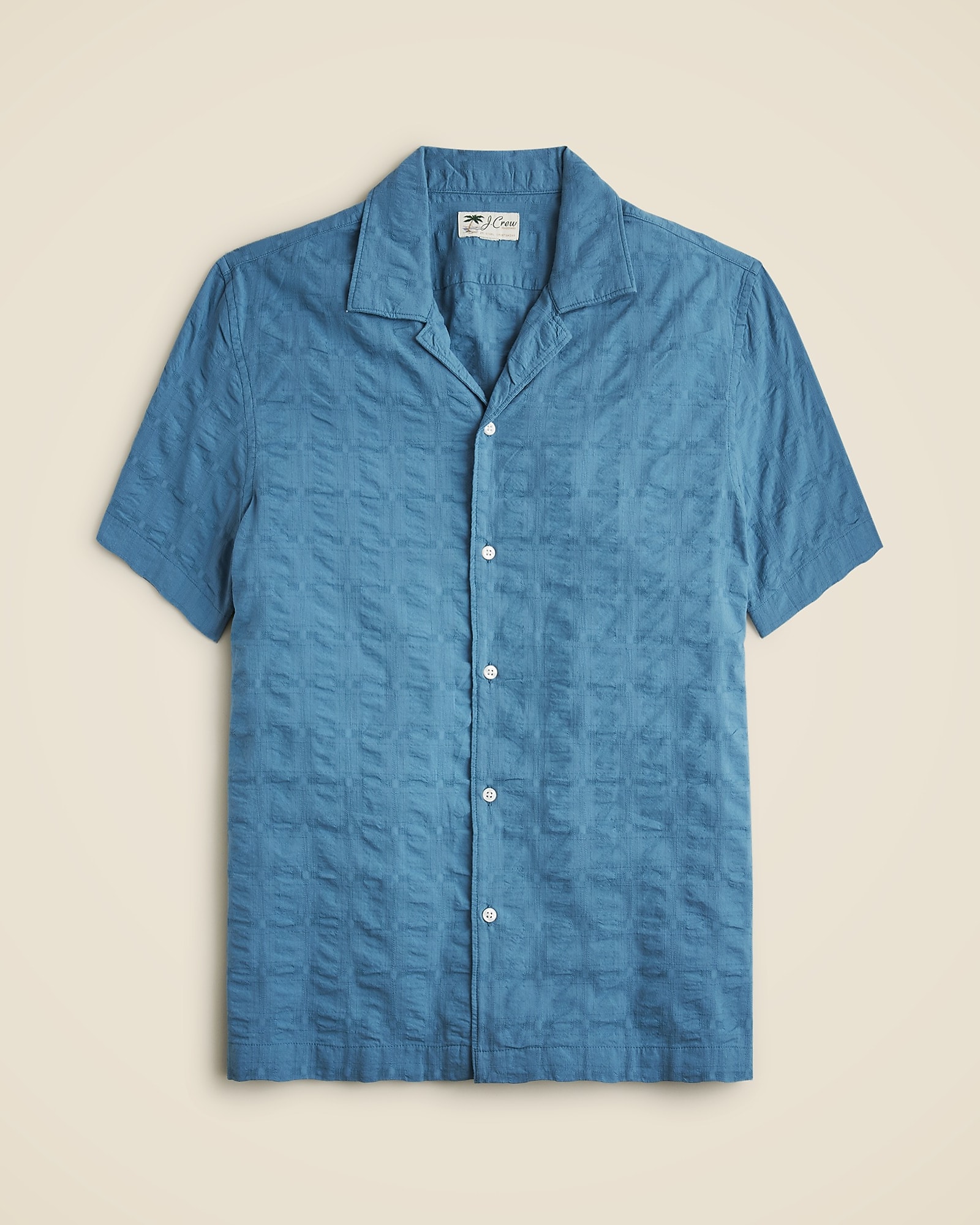 Short-sleeve Textured Cotton Camp-collar Shirt For Men | J.Crew