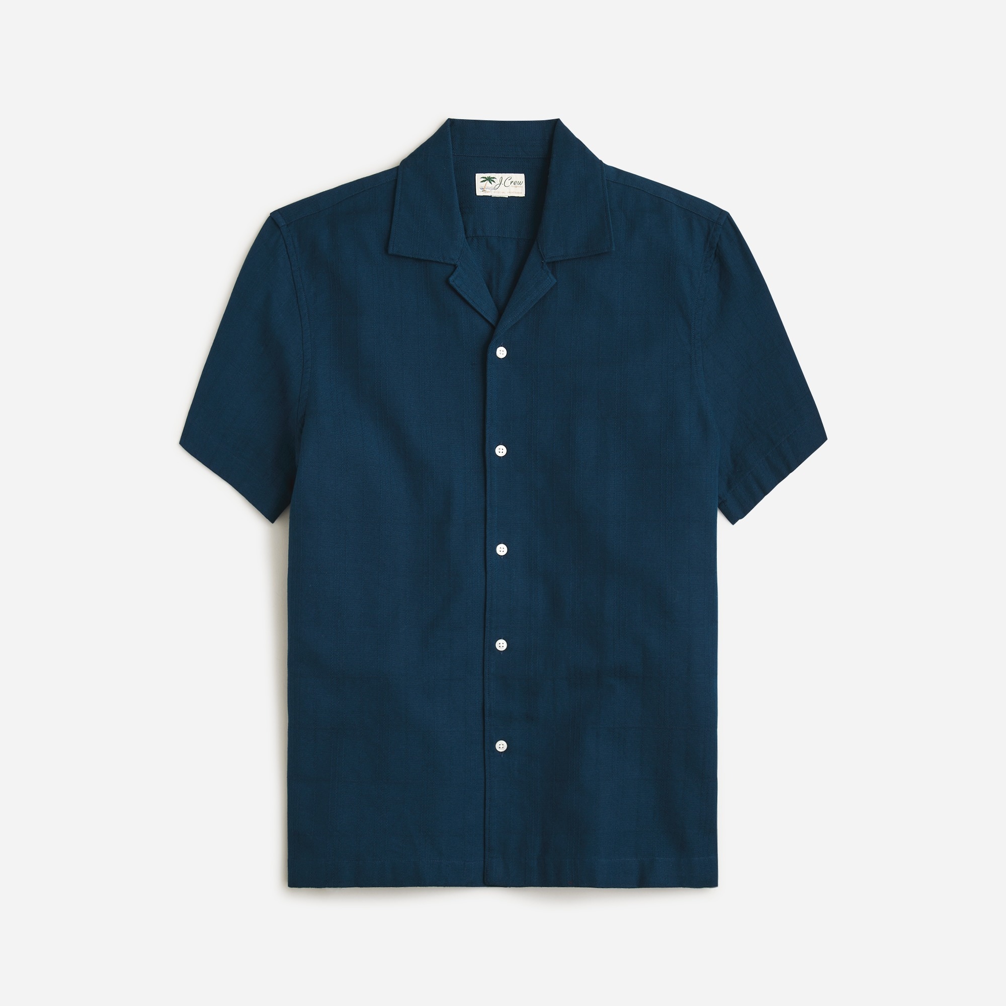 Short-sleeve Textured Cotton Camp-collar Shirt For Men | J.Crew