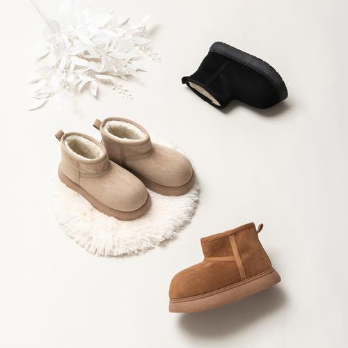 厚底ムートンショートブーツ(S ブラック): ブーツ | ジェリービーンズ