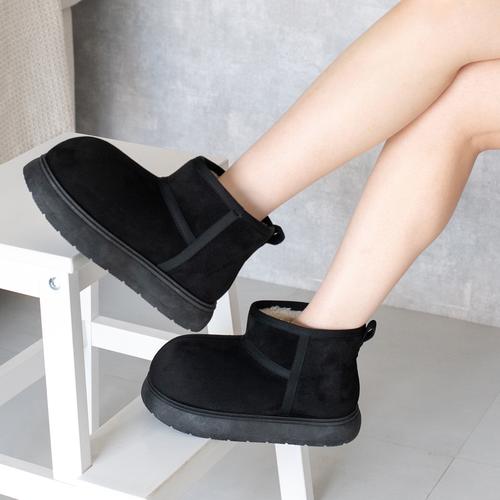 厚底ムートンショートブーツ(S ブラック): ブーツ | ジェリービーンズ