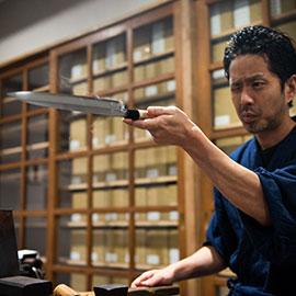 實光 包丁ケース 巻物 本革 6本入り ※PC鞘付 | 包丁通販なら明治33年