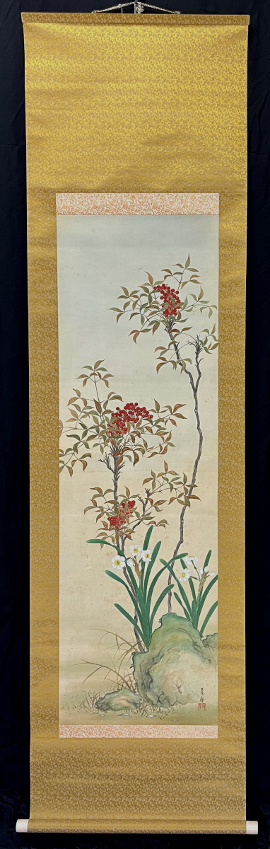 京都の掛軸専門店 古美術神宮堂 掛軸 彩色花鳥画