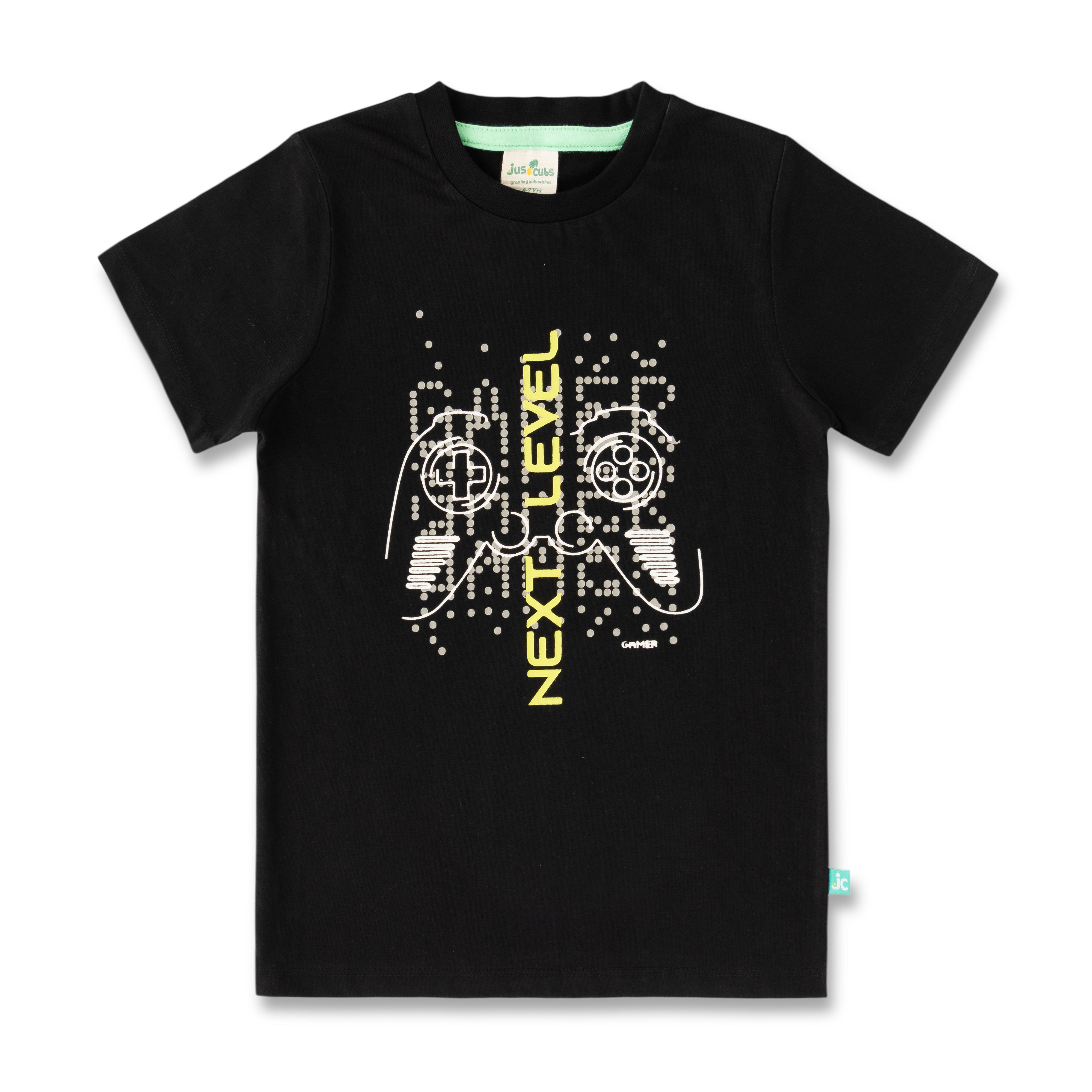 Boys Black Gamer Graphic T-Shirt - 'Next Level' Console Design