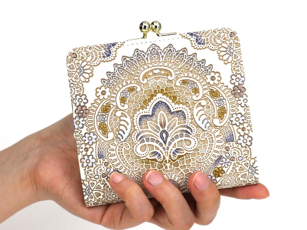 完売【限定アイテム】アンティークレース＜ビオラ＞ 四角いがま口［t］