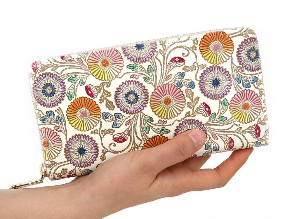 更紗菊 ぐるっとファスナーの長財布［t］