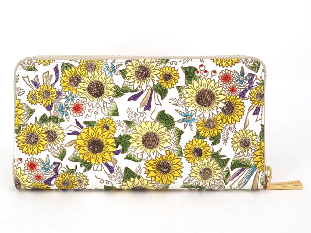 夏限定柄】ひまわり ぐるっとファスナーの長財布［t］