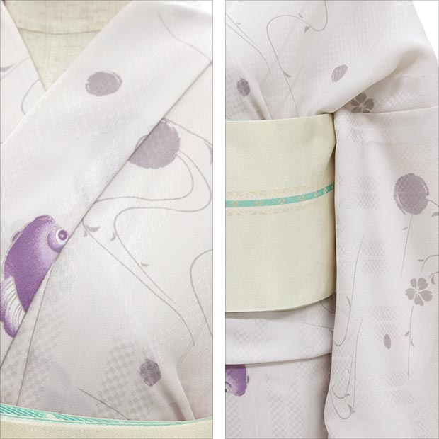 嵐山よしむら 洗えるプレタ浴衣金魚／牡丹ねず色／セオα 嵐山よしむら