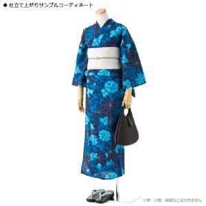 撫松庵 洗える浴衣反物麻の葉朝顔・コン 撫松庵 東レシルック・洗える