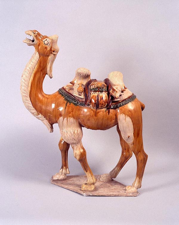 中国漢時代 彩陶加彩蓋付 三足土器 高さ22.5㎝ タトオ 東な7-0304②