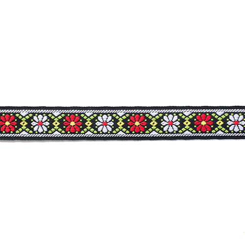 チロリアンテープ レトロフラワー（344-920） 9.黒×赤白フラワー