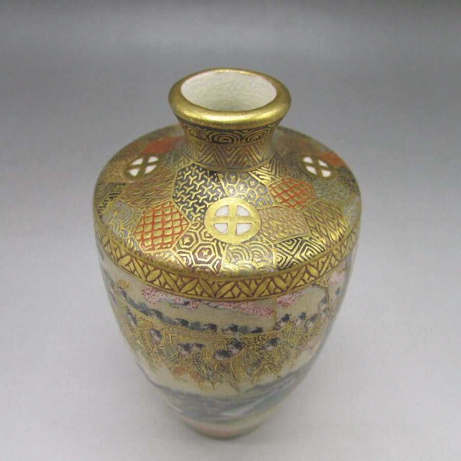 薩摩焼 碧山 大名行列風景文花瓶 - 敬誠アート [ 公式 ]