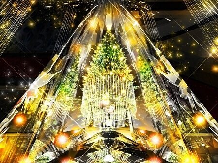 幻想的な光を放つグランフロント大阪のクリスマス！高さ約10mのツリー
