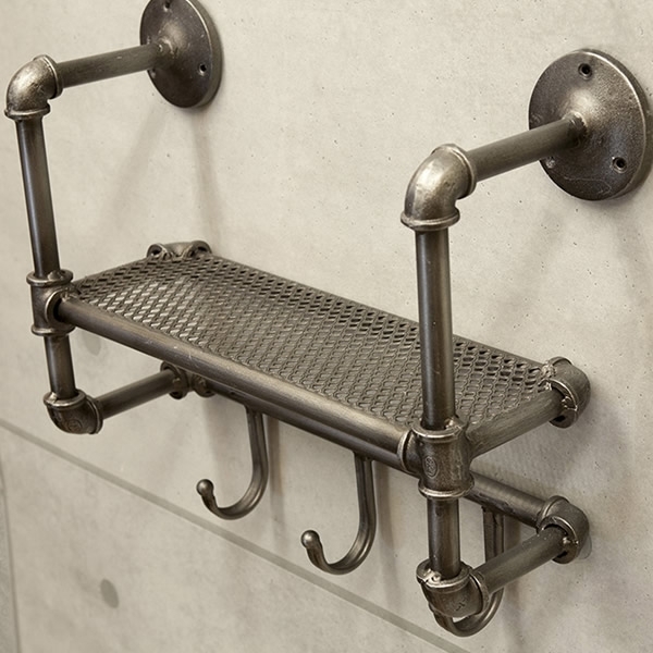 インダストリアルメタル フック付きウォールシェルフ , 大人の