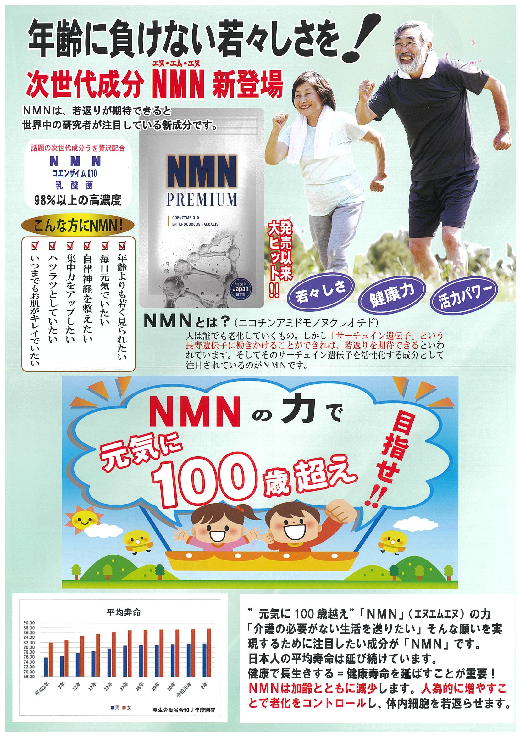 NMN（ニコチンアミドモノヌクレオチド）栄養補助食品 年齢に負けない若