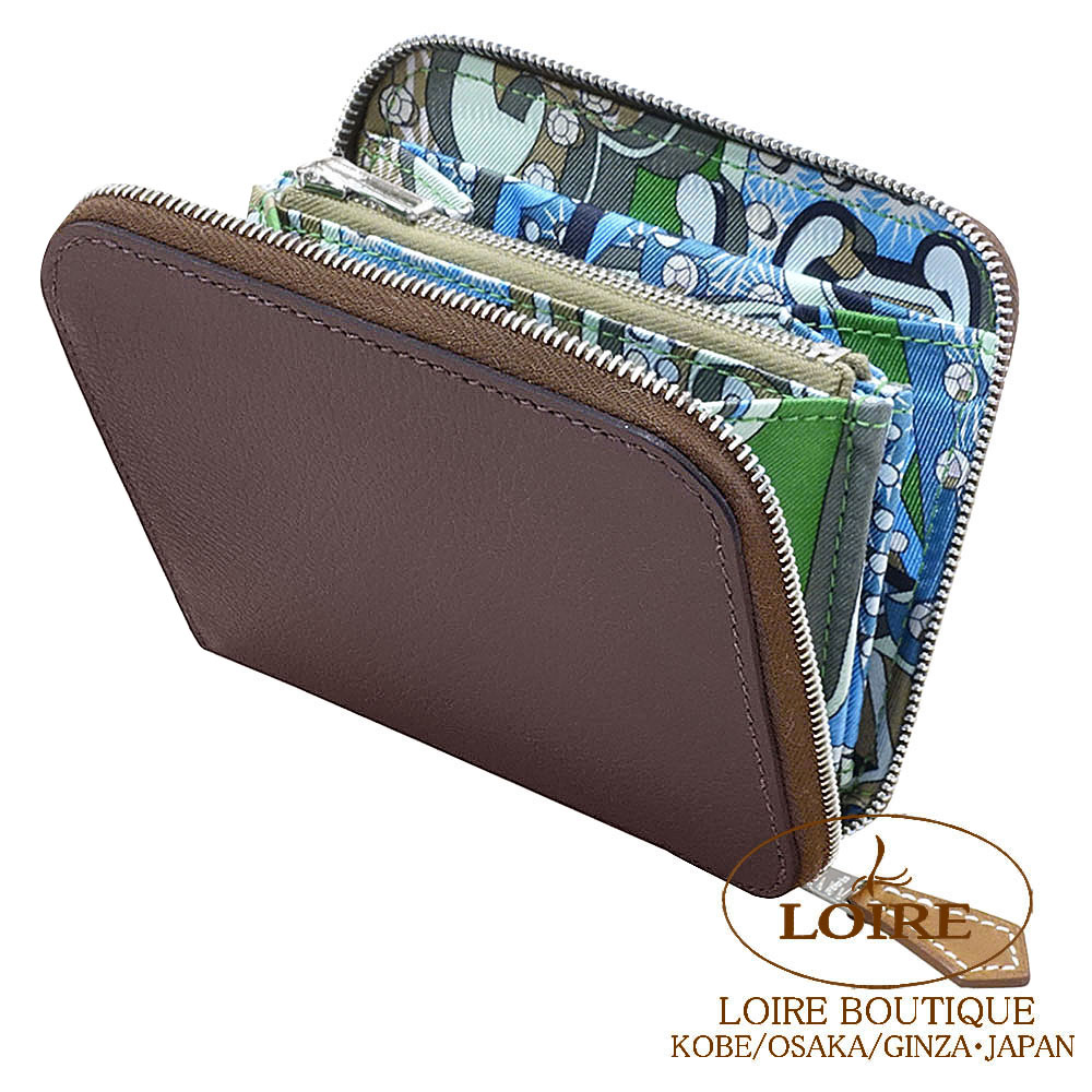 エルメス シルクイン アザップコンパクト ケース B エルメス<br>アザップ シルクイン コンパクト<br>クロ×カシス<br