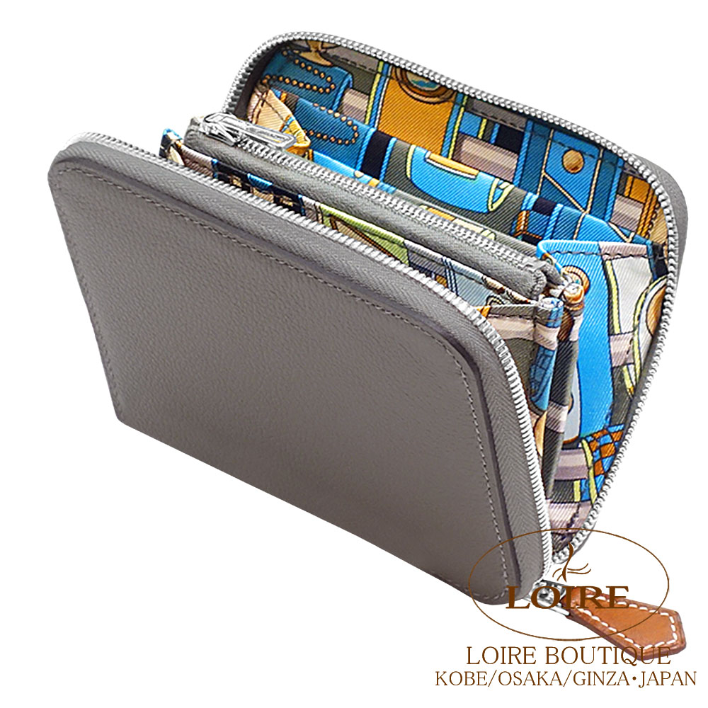 エルメス　シルクイン　コンパクト　金具新品 エルメス アザップ シルクイン コンパクト クレ/ キャバン ヴォー