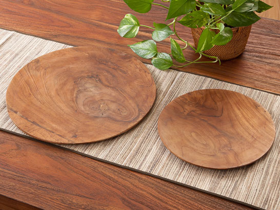 チークラウンドトレー / 35cm【49716】 /アジアン雑貨・バリ雑貨