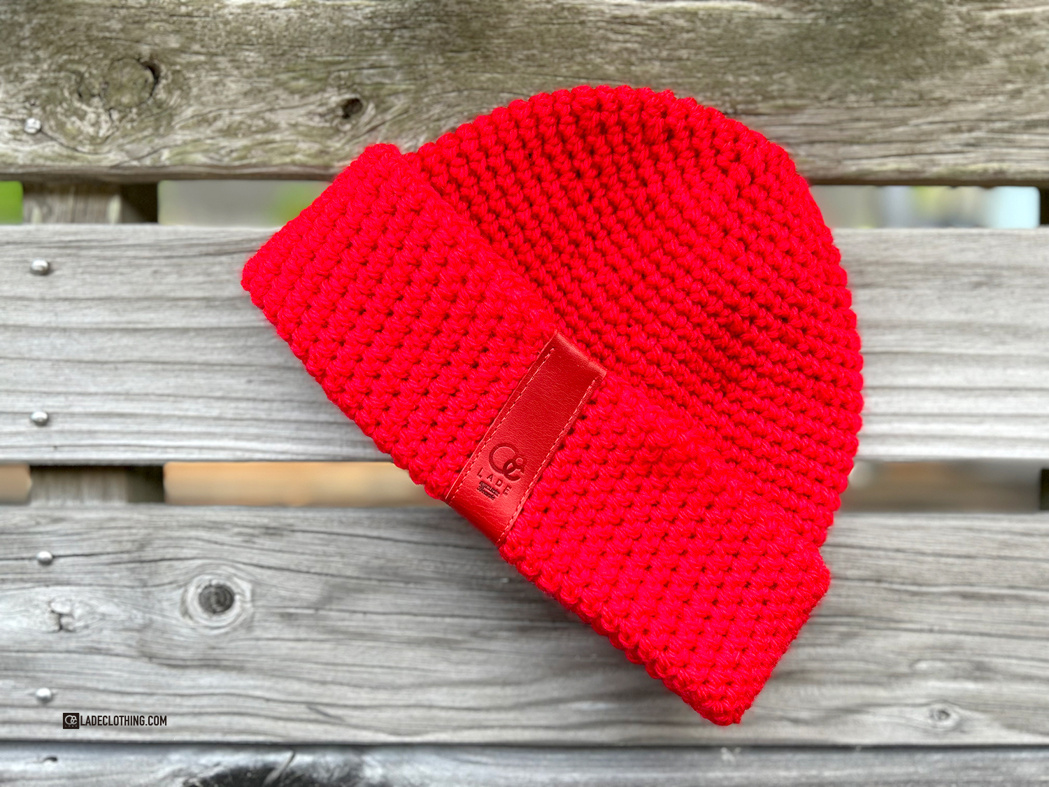 □LADE custom order Beanie□ Cuff Leather / Red - Red Leather