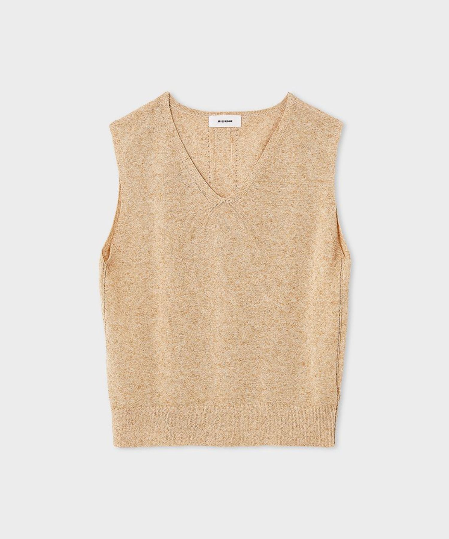 MIESROHE - リネン混Vネックショートニットベスト(ベージュ