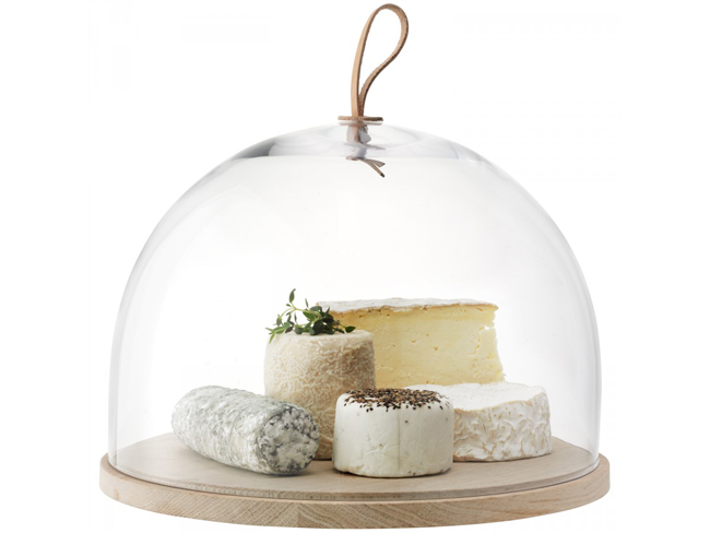 LSA】IVALO ガラスドーム 320mm/ガラス製/木/ケーキドーム/レザー