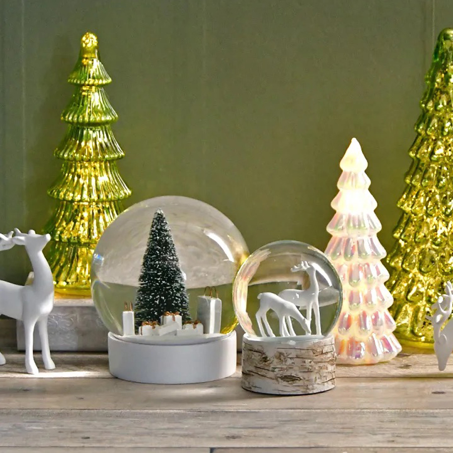 HM 】ツリー＆ギフト スノードーム ZODAX LA H16cm シンプルでおしゃれ