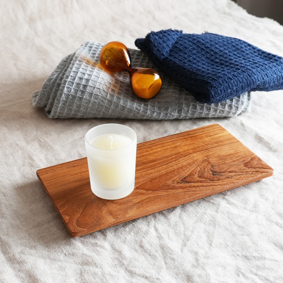 TEAK WOOD】プレート レクタングル S 20cm/カップホルダー無し/四角