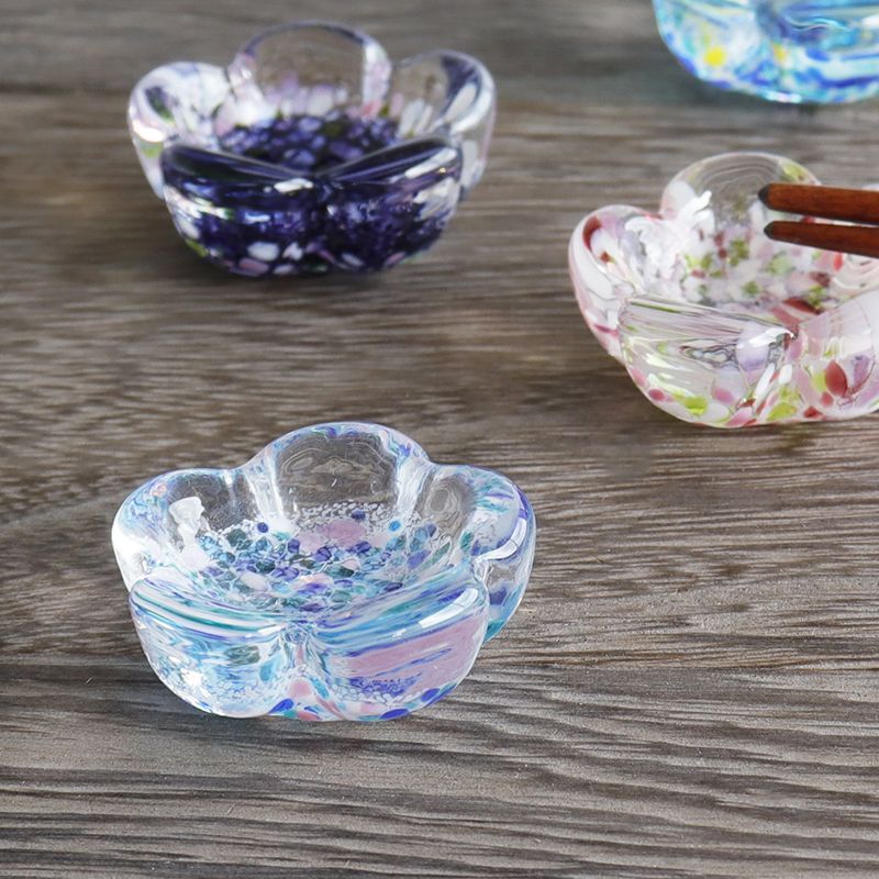 江戸硝子】うきよ ガラス 花箸置き 花ごろも 恋ざくら ほたる あられ