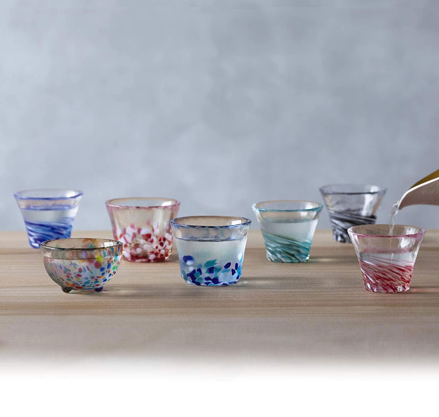 津軽びいどろ】盃コレクション ストレート 夜風 春風 夏の雫 春の雫