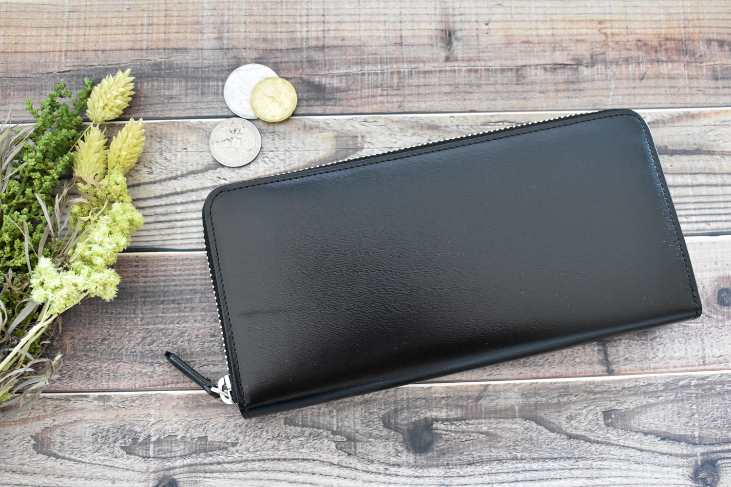 ボックスカーフヴェネチアン ラウンドファスナー長財布（小銭入れあり