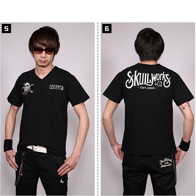 新品 M スカルワークス トラ 半袖シャツ ボウリングシャツ 刺繍