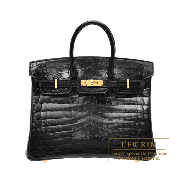 エルメス バーキン25 ブラック クロコダイル ニロティカス ゴールド