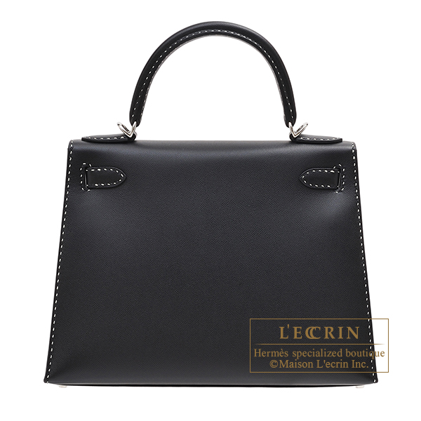 エルメス ケリー28/外縫い ブラック グレネムッシュ シルバー金具