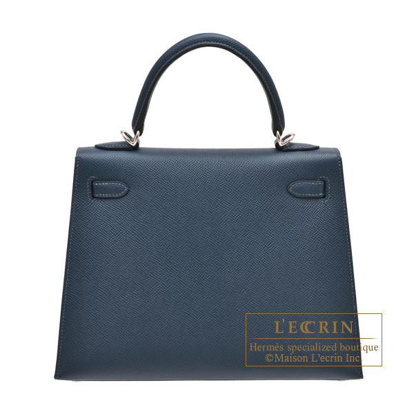 エルメス ケリー25/外縫い ブルードプリュス ヴォーエプソン シルバー