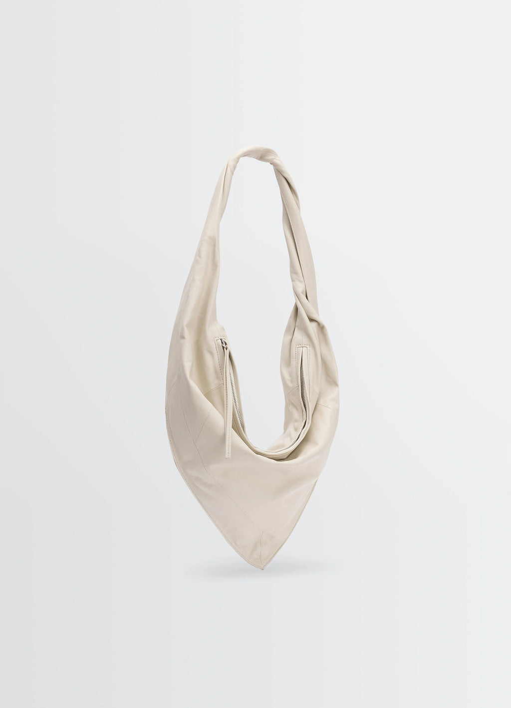SMALL SCARF EXTENDED HANDLE BAG - Off White - Shiny Nappa Leather