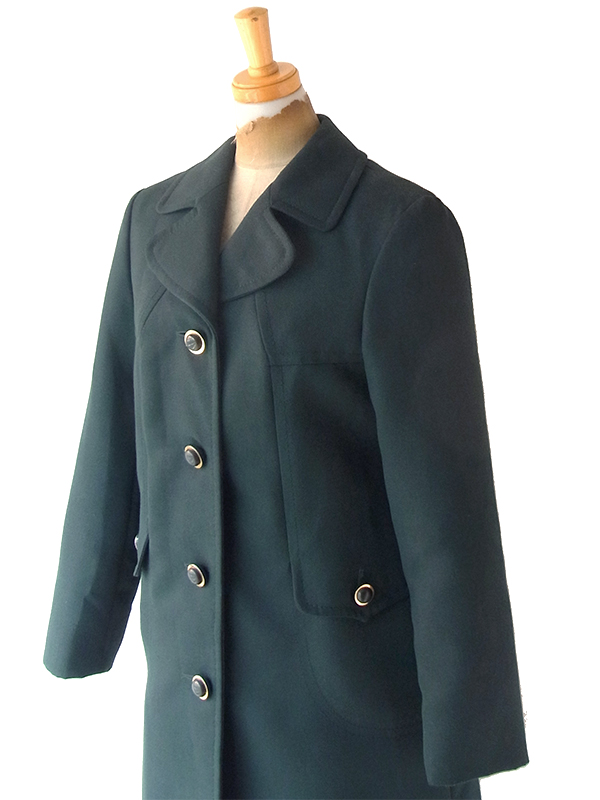 送料無料】70年代フランス製 サイプレスグリーン ヴィンテージ コート