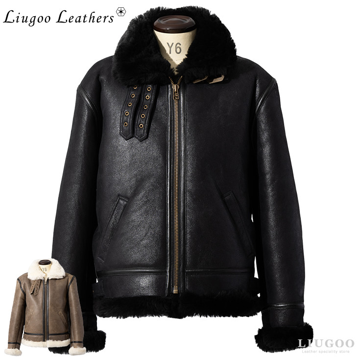 Liugoo Leathers 本革 B-3フライトジャケット ムートンジャケット