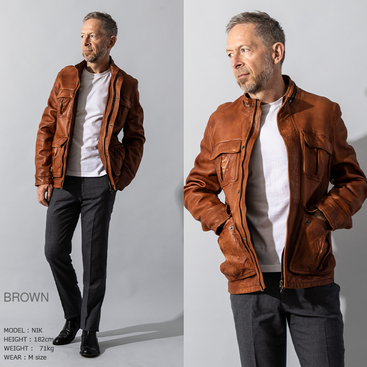 Liugoo Leathers 本革 フルベジ ビンテージ仕上げ M-65タイプ