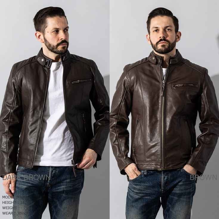 Liugoo Leathers 本革 シングルライダースジャケット メンズ