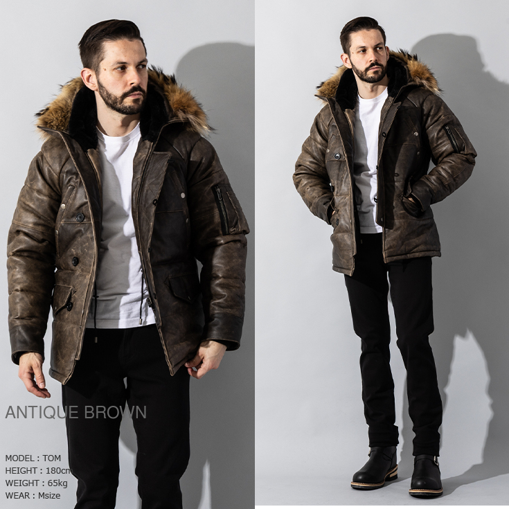 Liugoo Leathers 本革 N-3Bフライトジャケット レザーダウンジャケット