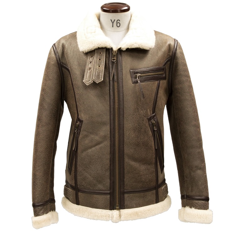 Liugoo Leathers 本革 B-3タイプライダース ムートンジャケット メンズ