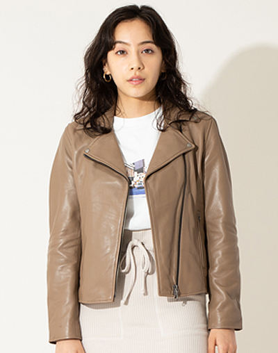 LAMB SKIN TAUPE WOMEN - レザージャケット 革ジャン 本革専門通販