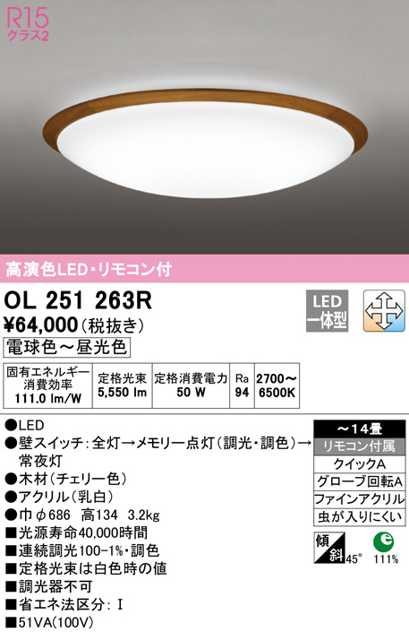 ODELIC オーデリック シーリングライト OL251263R | 商品紹介 | 照明
