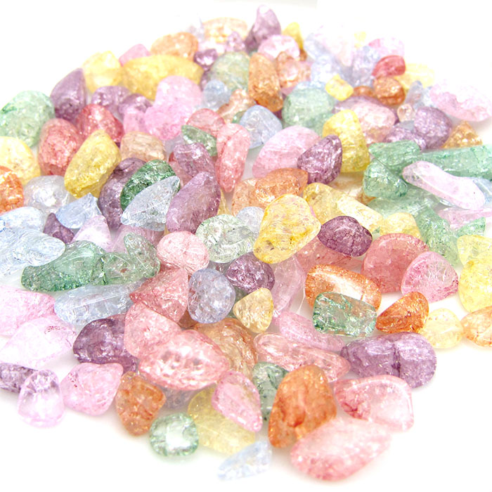 500★限定ご奉仕★幸運を呼び込む☆【クラックレインボー爆裂水晶さざれ】❤️ GOLD STONE クラック レインボー 水晶 爆裂水晶 ブルー 水色 カラー 高