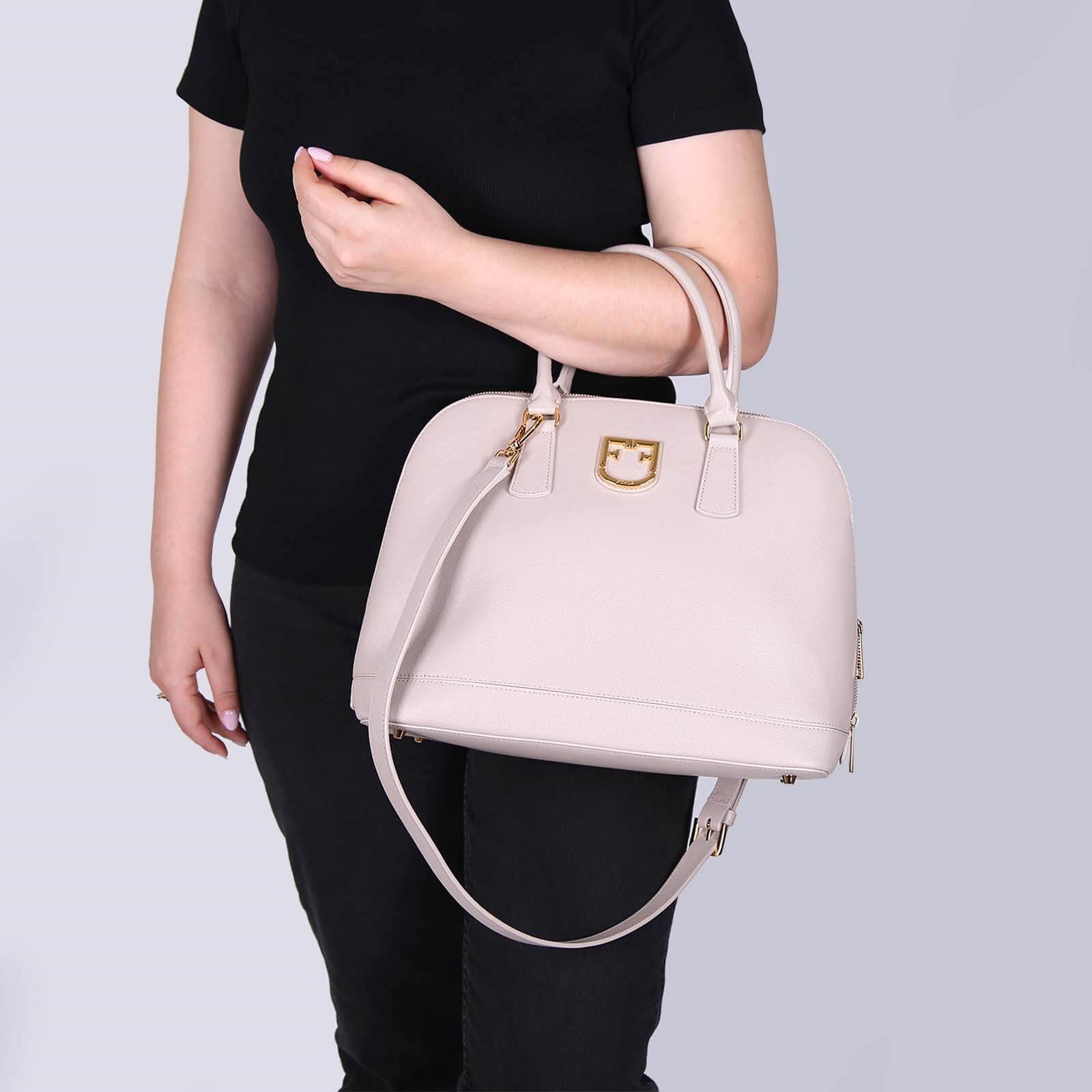 Furla - Fantastica M Textured Leather Dome Bag Light Beige | www