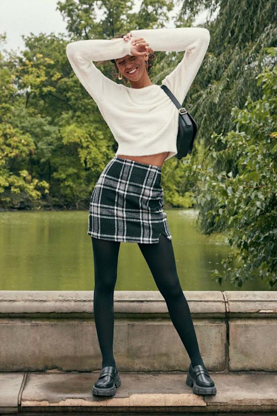 Spence Black Plaid Mini Skirt - Lulus