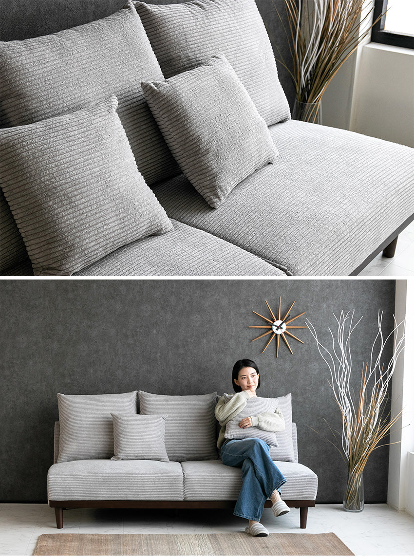 超メルカリ市】グレー コーデュロイ 3人掛けソファ 超メルカリ市