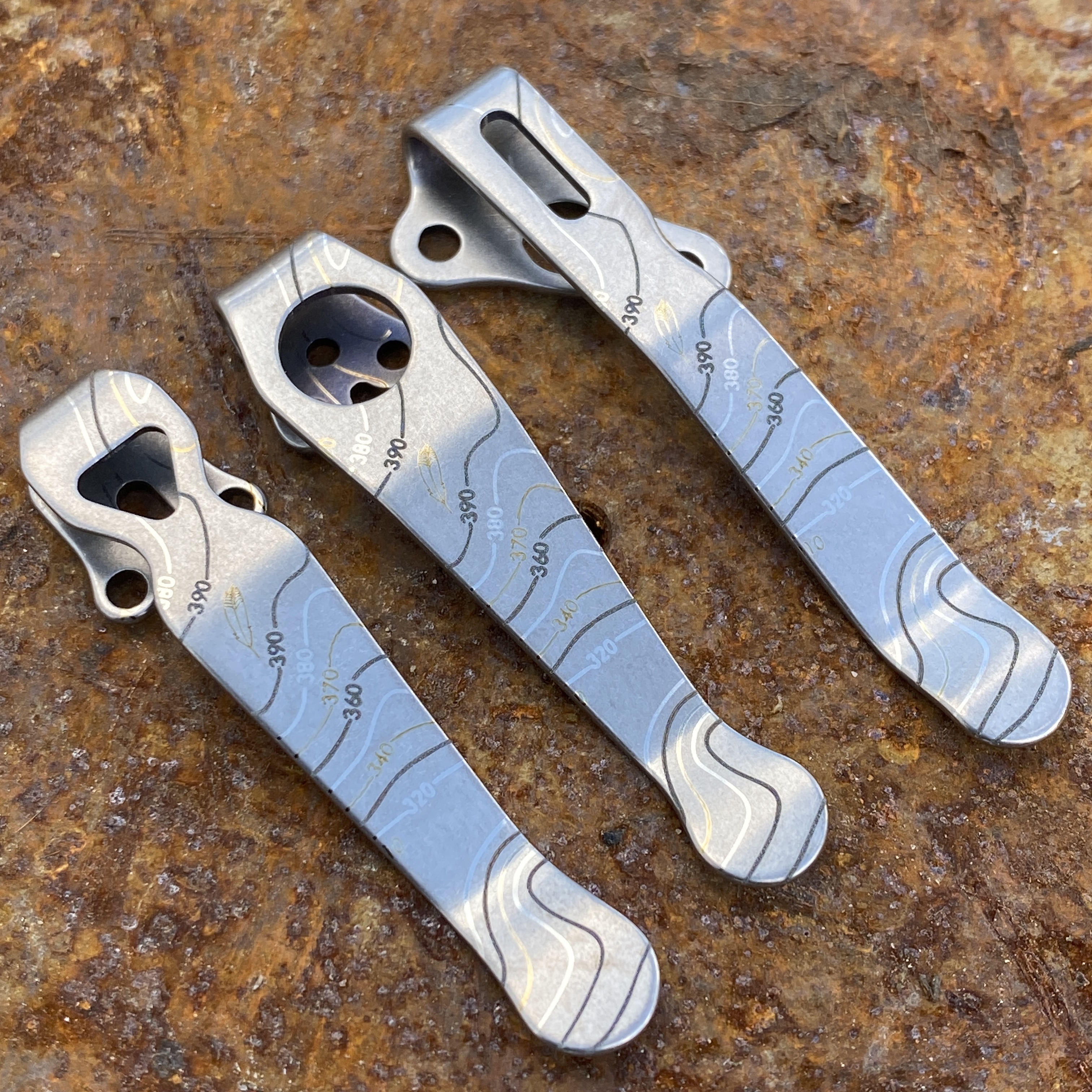 Stone Tri-Topo Deep Carry Titanium Pocket Clips