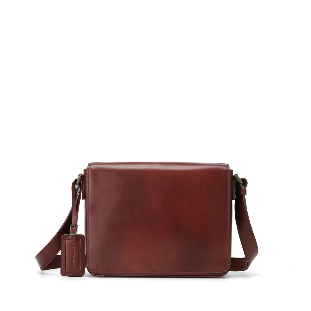 美品 マザーハウス レザー ウエストバッグ ロゴ型押し ファスナー ブラウン